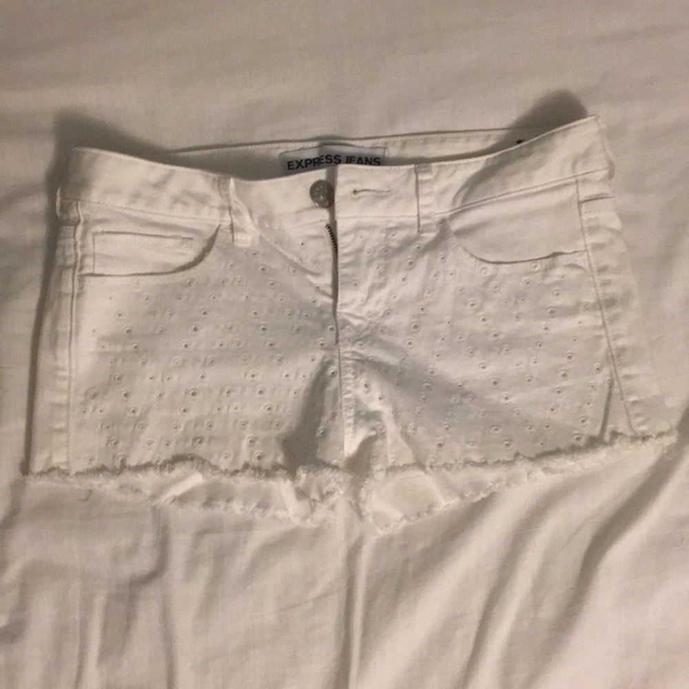 White shorts with hole design